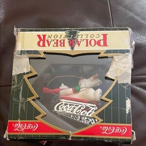 Vintage Coca-Cola Polar Bear Ornament with Red and White Accents